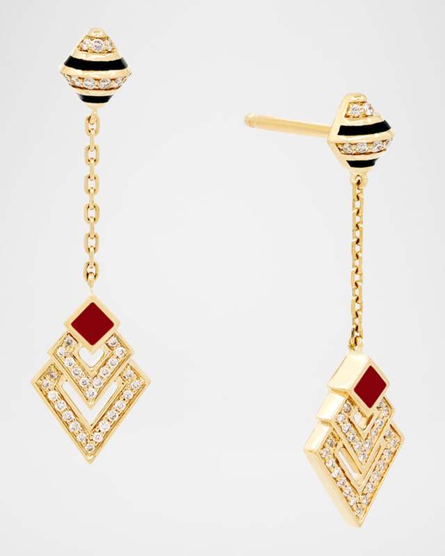 18K Yellow Gold Mosaic Rouge Earrings with Diamonds
